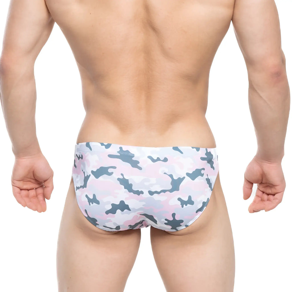 Metro male wear military bikini pink 5103-m91 swim trunks with pink and gray camouflage pattern for beachwear