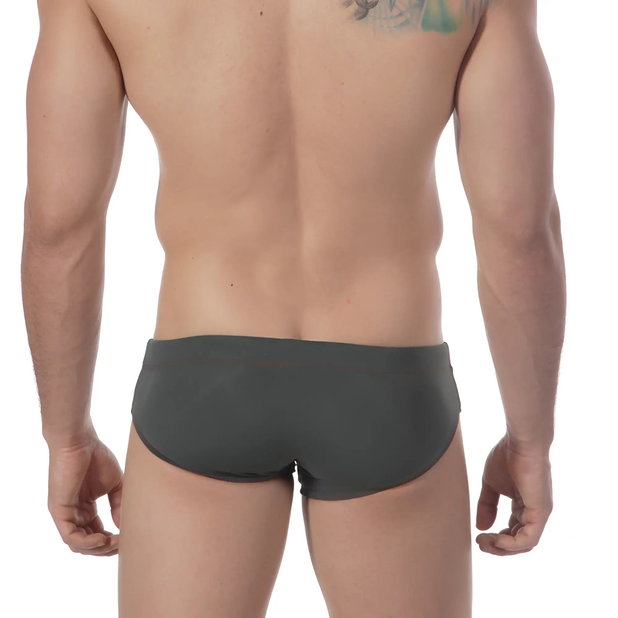 Dark gray metro malewear military swim bikini 4922-26 with a sleek form-fitting design for swimming and beachwear