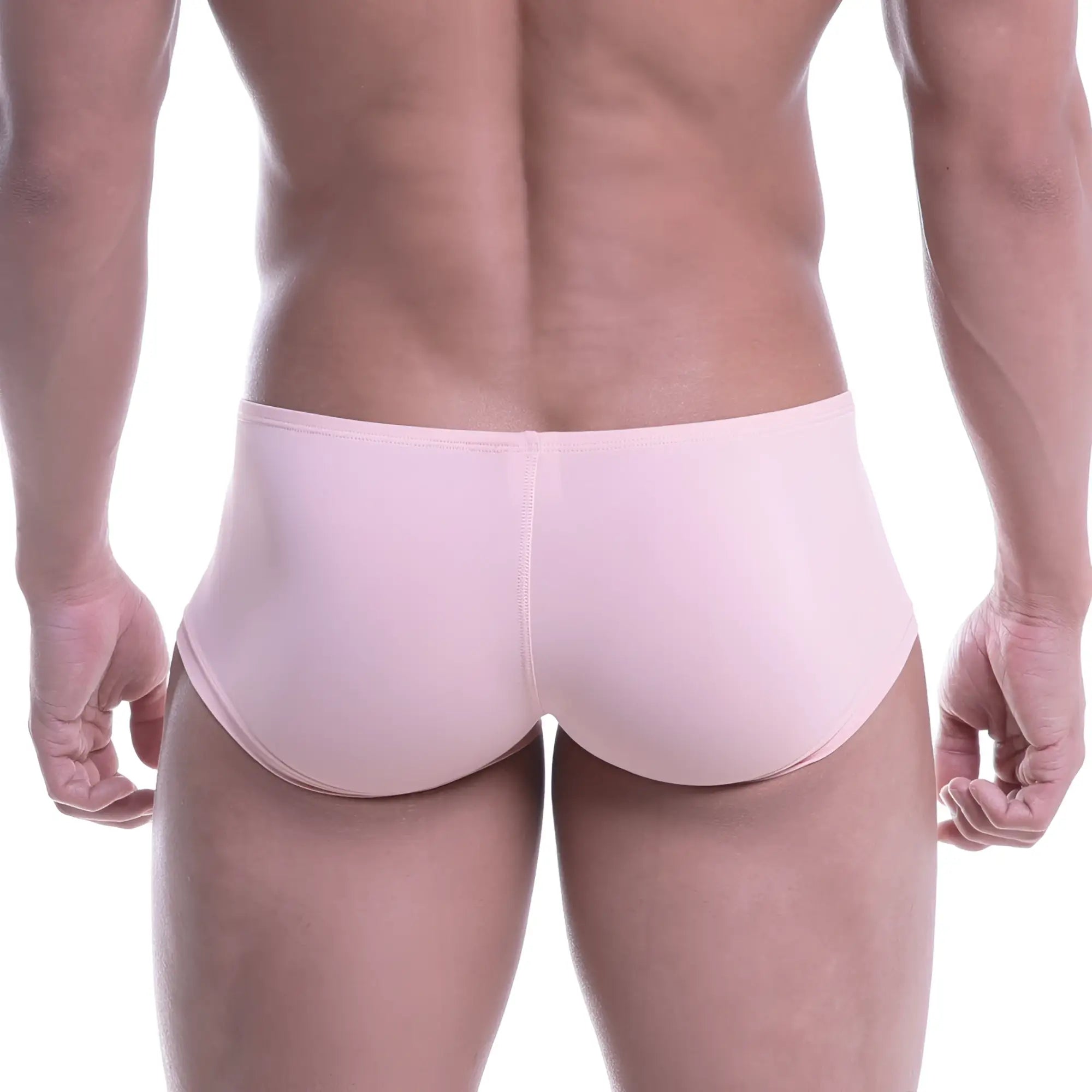 Pink form-fitting briefs made of smooth stretchy fabric from metromalewear minimo boxer dusty pink 2013-01