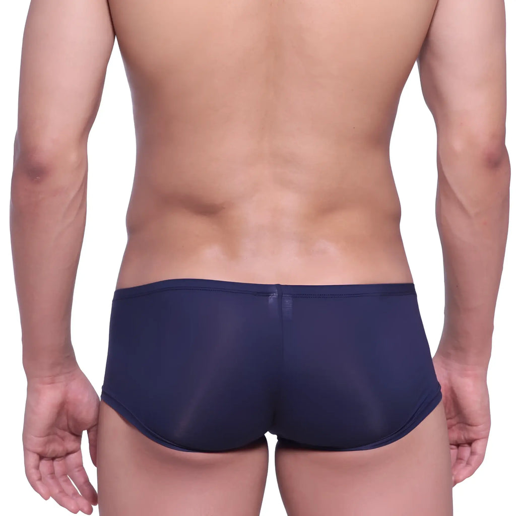 Metro malewear minimo boxer navy 2013-28 navy blue sheer mesh briefs front view showcasing breathable design