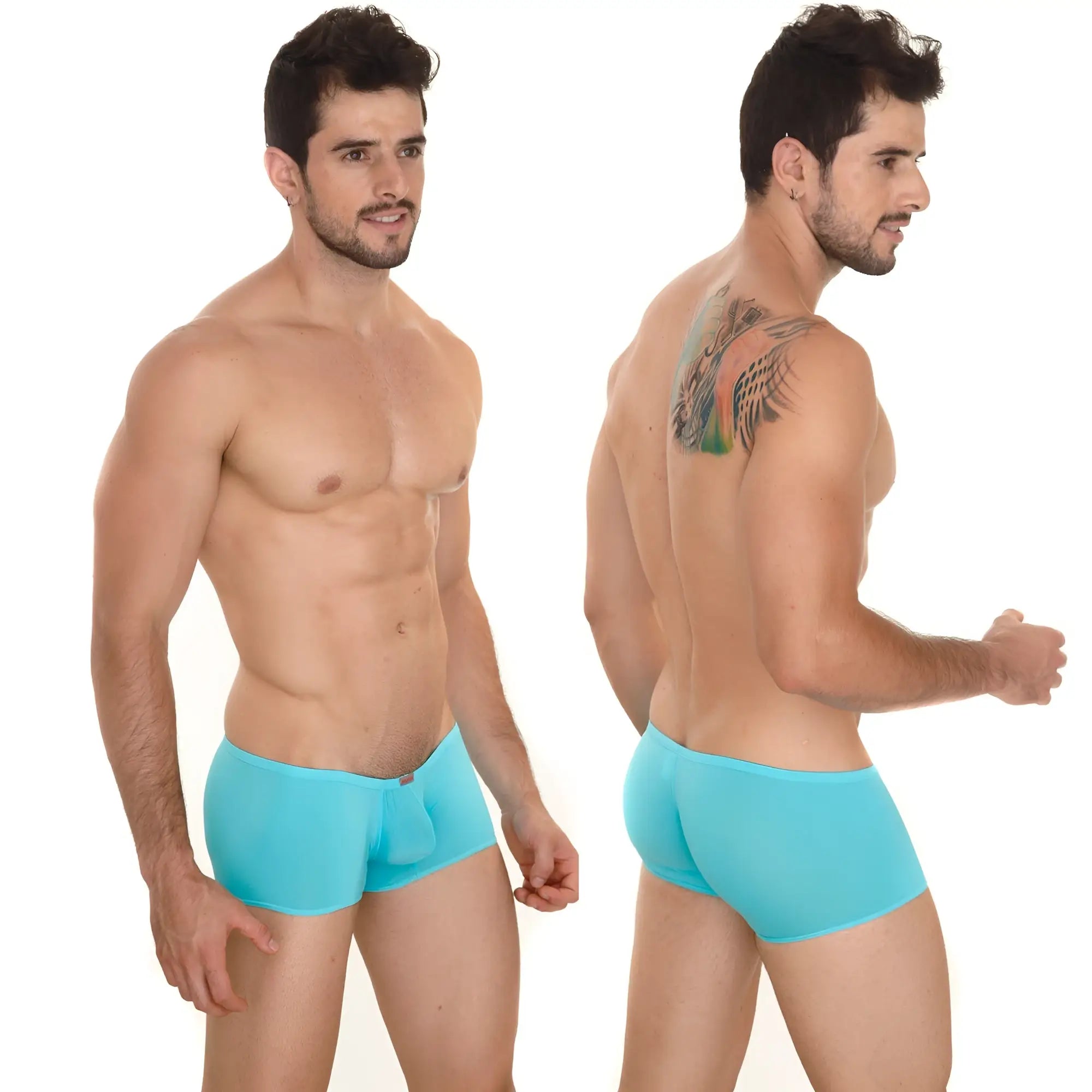Turquoise blue metroMaleWear minimo boxer men’s briefs with smooth form-fitting fabric and subtle elastic waistband