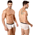 White athletic briefs with black elastic waistband by MetroMaleWear Minimo Contrast Boxer 2013C-00 for comfortable wear
