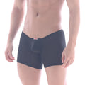 MetroMalewear minimo cotton long black boxer briefs with central pouch and small red waistband label