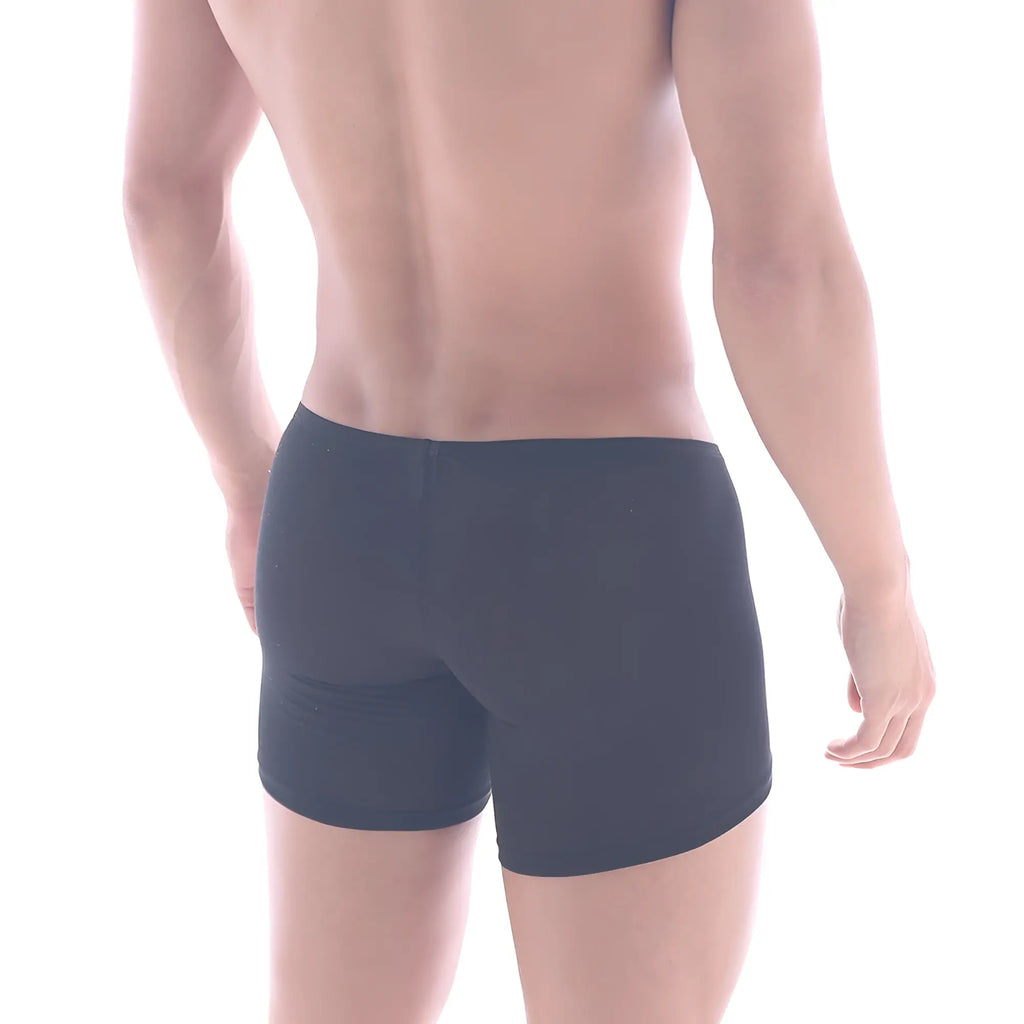 MetroMaleWear Minimo cotton long boxer black form-fitting briefs with smooth stretchy fabric and elastic waistband