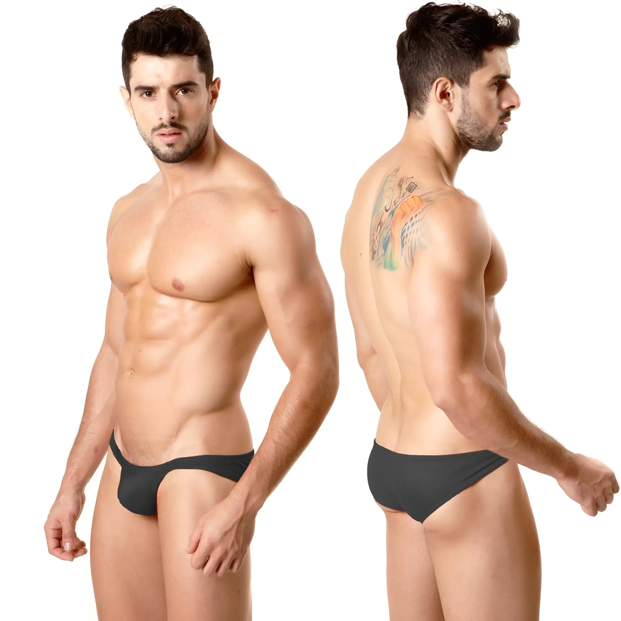 Black briefs by metromalewear minimo hip brief metallic black 2006-201 with snug form-fitting design