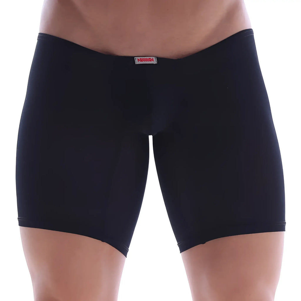 Metro male wear minimo long black boxer briefs with form-fitting design and subtle waistband label