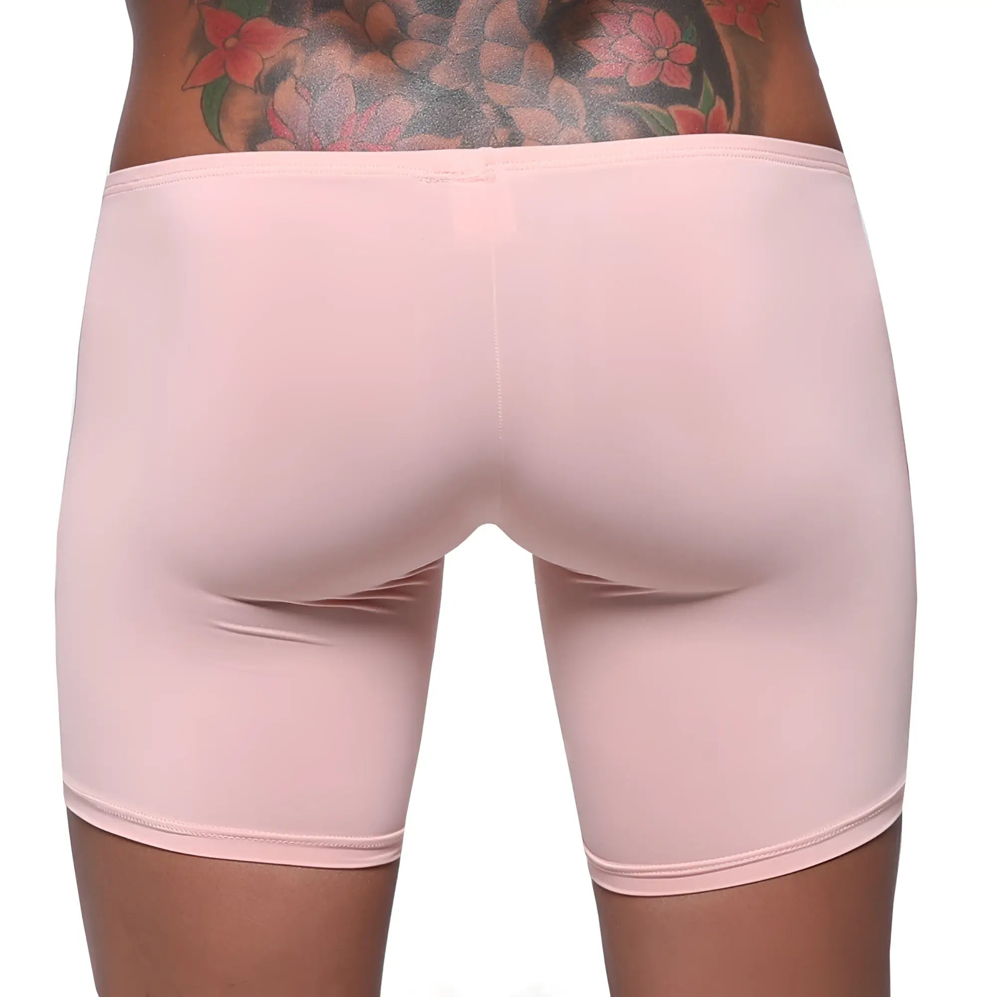 Metro malewear minimo long boxer dusty pink form-fitting shorts made of smooth stretchy fabric front view