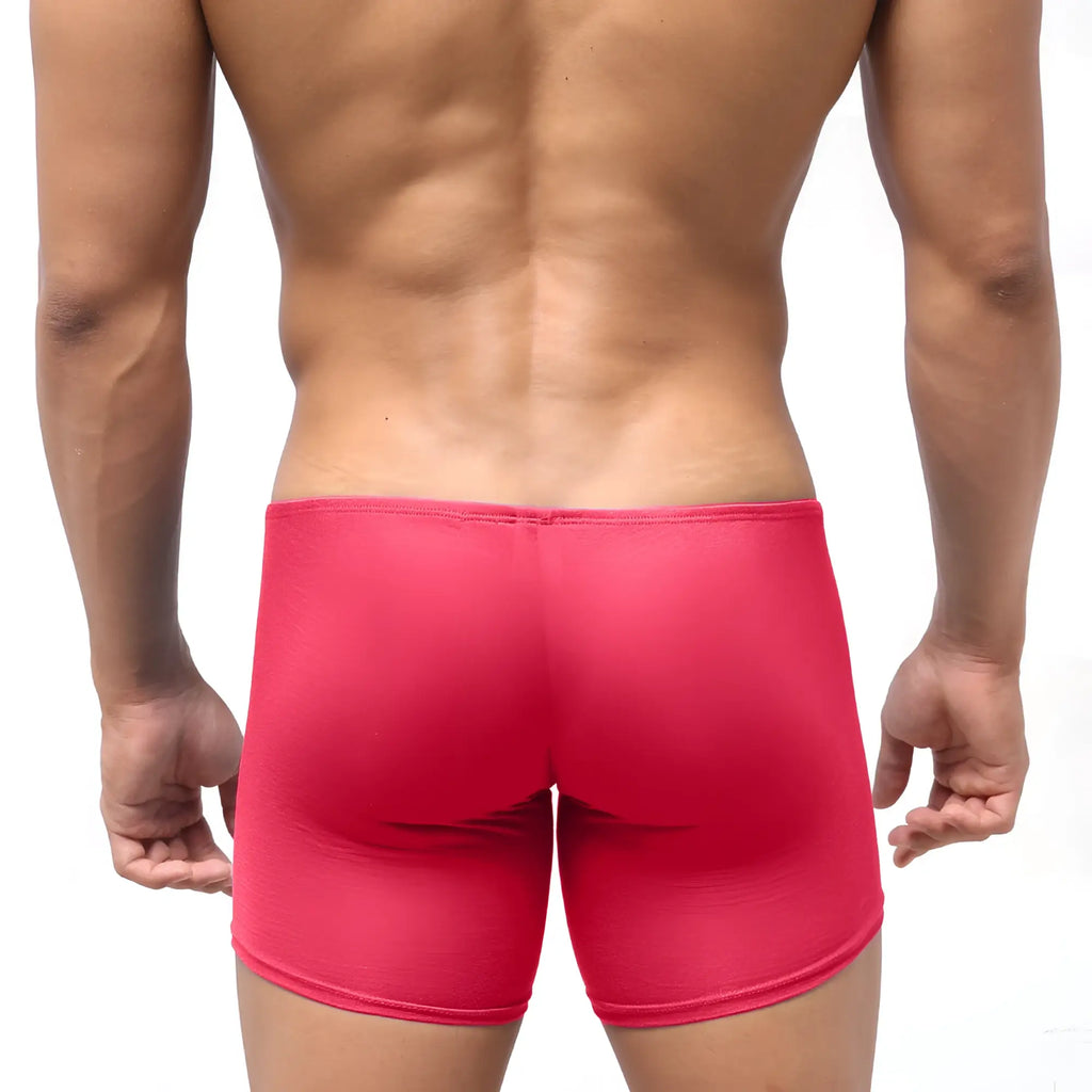 MetroMaleWear Minimo long boxer red 2034-12 bright red form-fitting men’s boxer briefs with smooth stretchy fabric and minimalist design