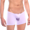 Light purple MetroMaleWear Minimo Long boxer briefs with supportive contoured pouch and red brand tag on waistband