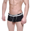 Black men’s modal seamless briefs with white metromalewear waistband and silver stitching geometric patterns
