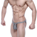 MetroMaleWear modern bikini black stripe jockstrap with black and white stripes and a red brand tag