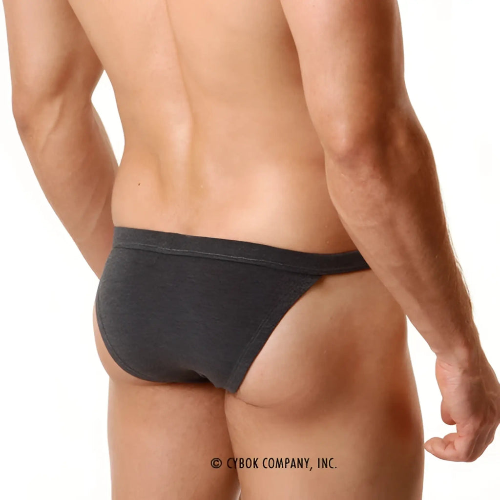 Dark gray soft-textured briefs with snug fit and elastic waistband from MetroMaleWear modern bikini heather 4004-10