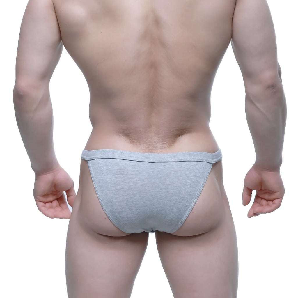 Gray heathered briefs with a snug tailored fit from metromalewear modern bikini jasper 4004-09 collection