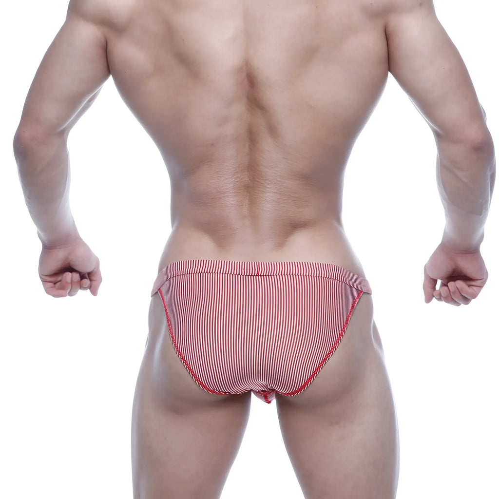 Red and white striped snug fit briefs from metromalewear modern bikini red stripe 4004-42 collection