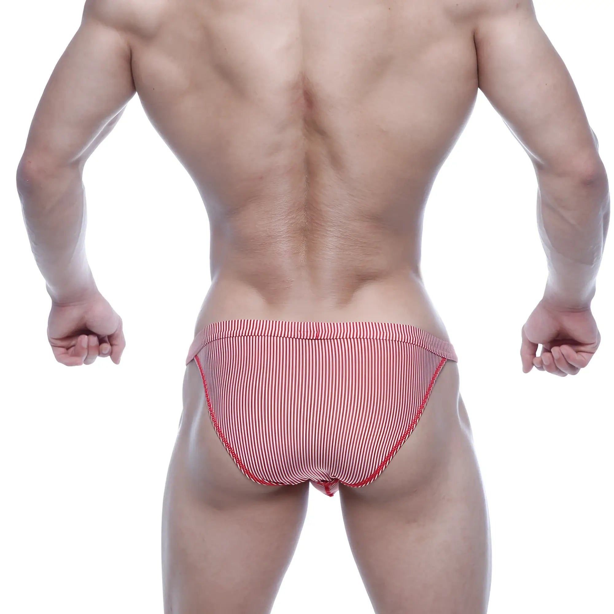 Red and white striped snug fit briefs from metromalewear modern bikini red stripe 4004-42 collection