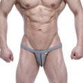 Black and white striped mens briefs with a snug modern pouch design from metromalewear model 4002-40
