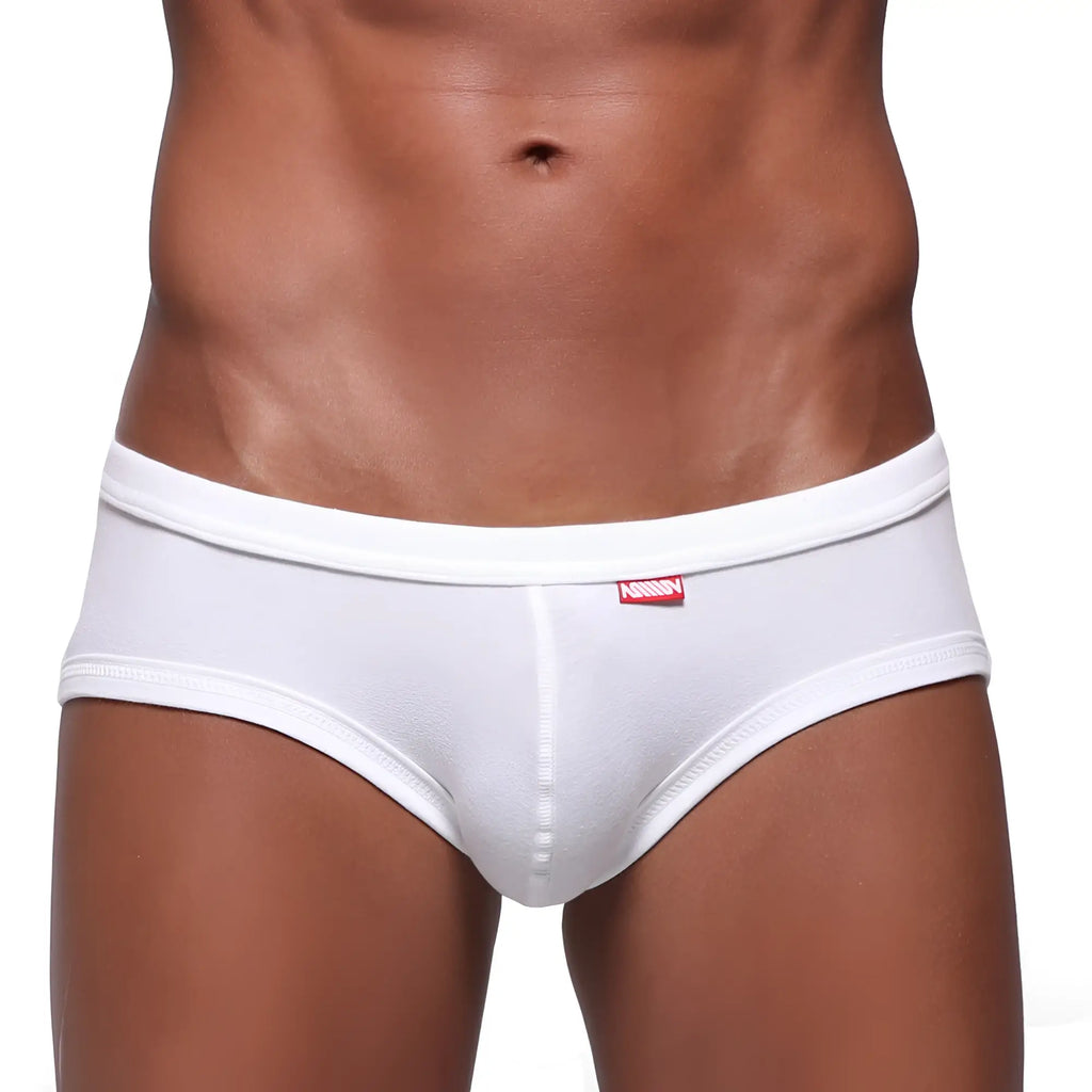 White men’s briefs metro male wear modern trunk 4013-00 with red brand logo on waistband in cotton material