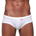 White men’s briefs metro male wear modern trunk 4013-00 with red brand logo on waistband in cotton material