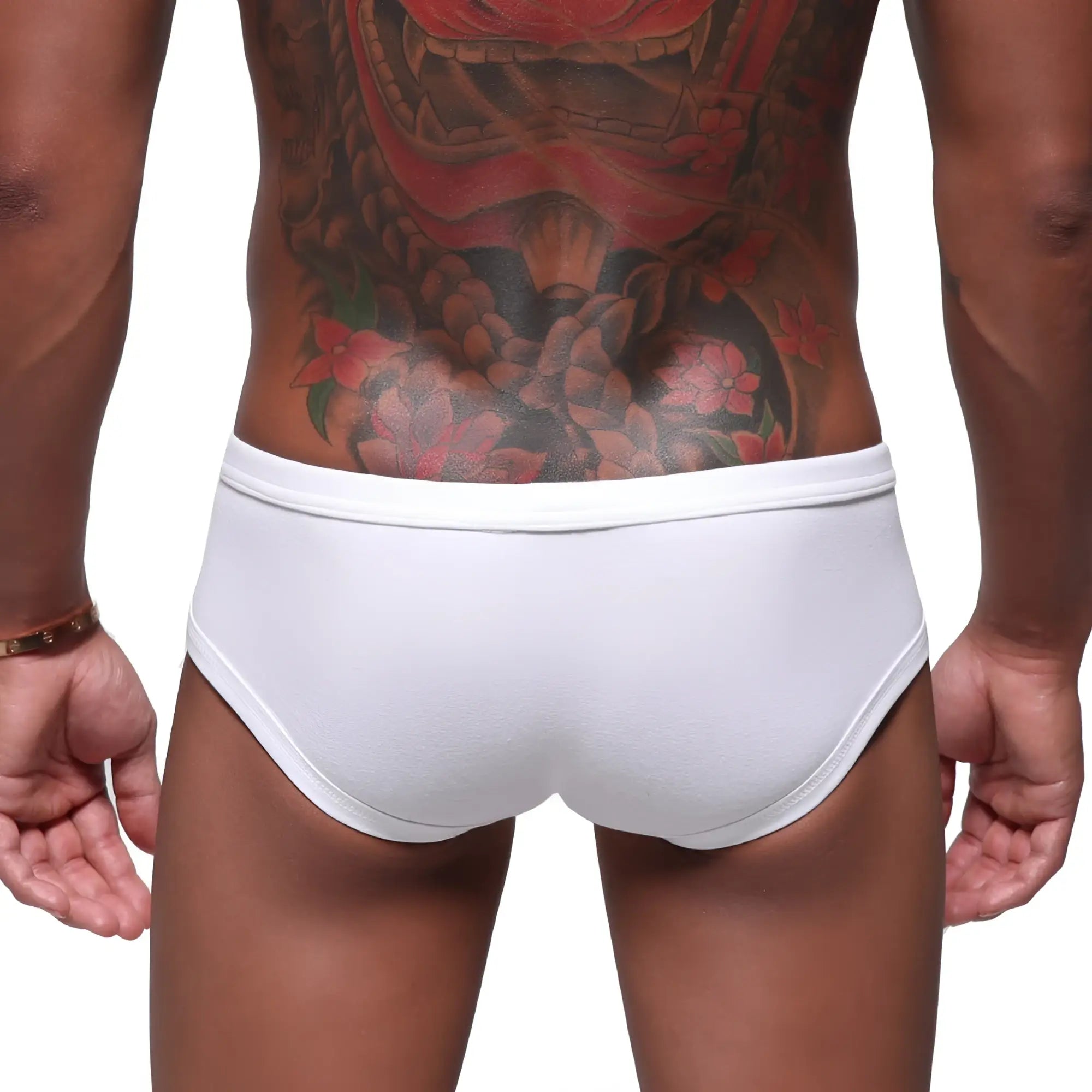 Metro male wear modern trunk white briefs with smooth form fitting design for comfortable everyday wear