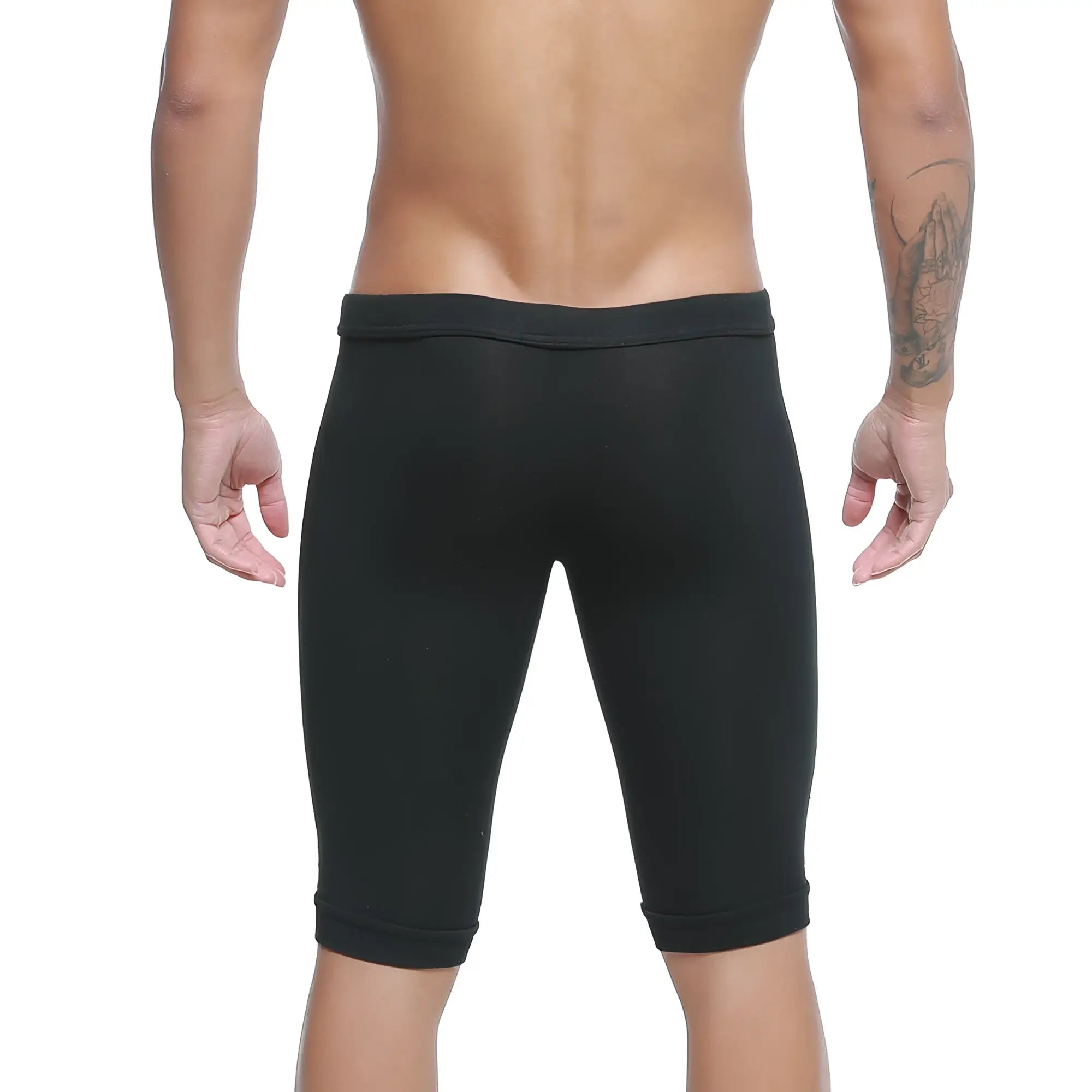 MetroMaleWear Mojave biker black athletic shorts with smooth stretchy fabric and elastic waistband for performance