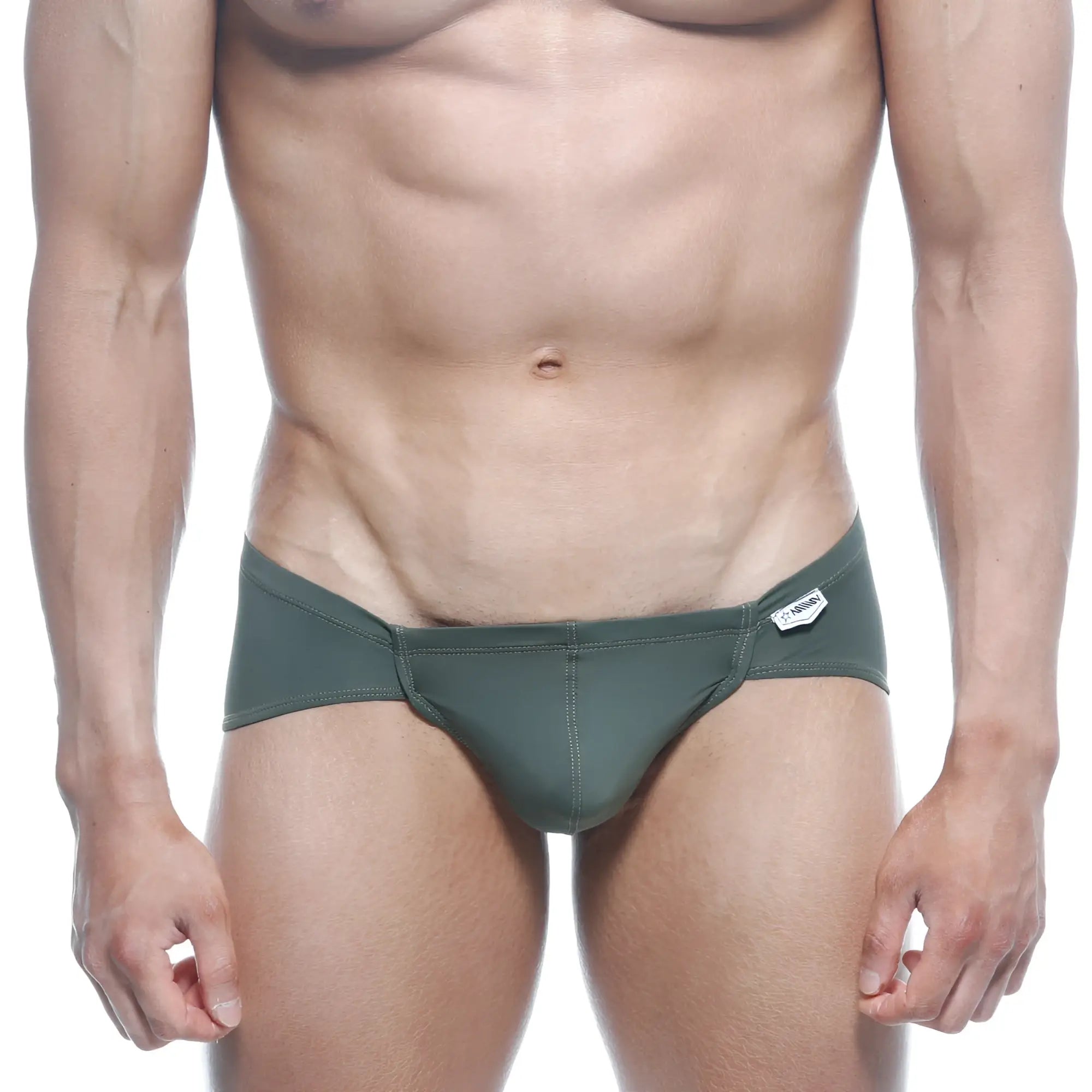 Metro male wear mojito bikini green dark green form-fitting swim trunks with sleek modern design and white brand tag