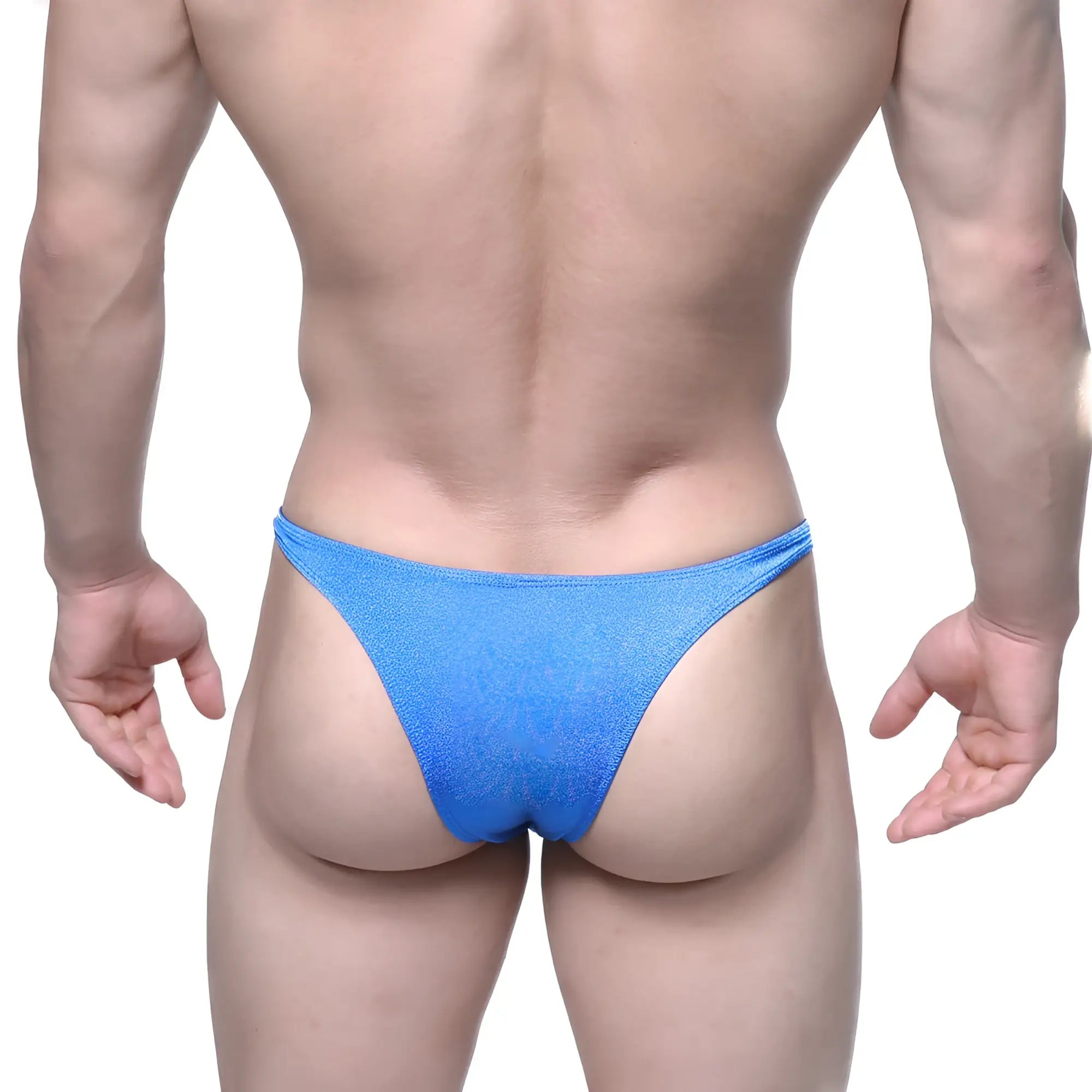 MetroMaleWear Monaco bikini royal blue vibrant shimmering fabric thong with snug fit and smooth textured surface