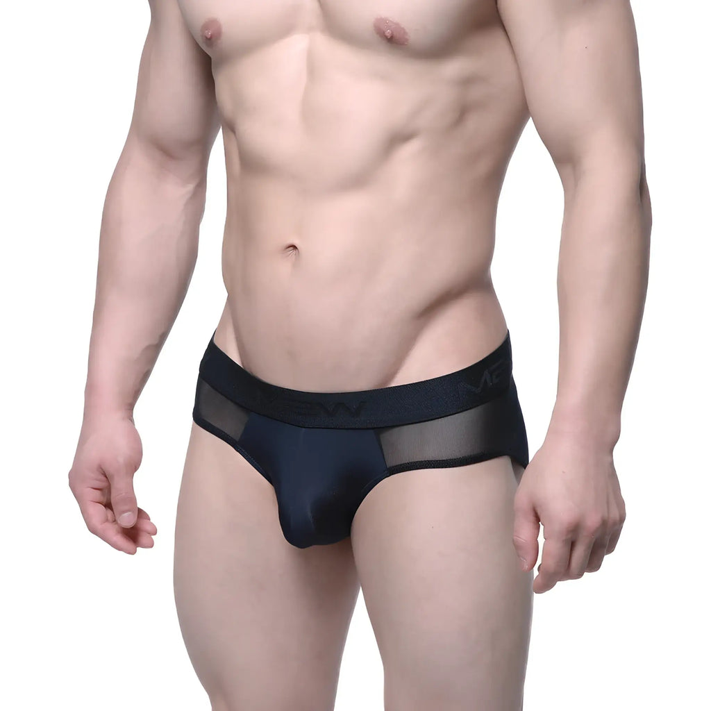 Black mesh-trimmed briefs metroMalewear MW Brief Tull 5403-71 with sleek form-fitting design