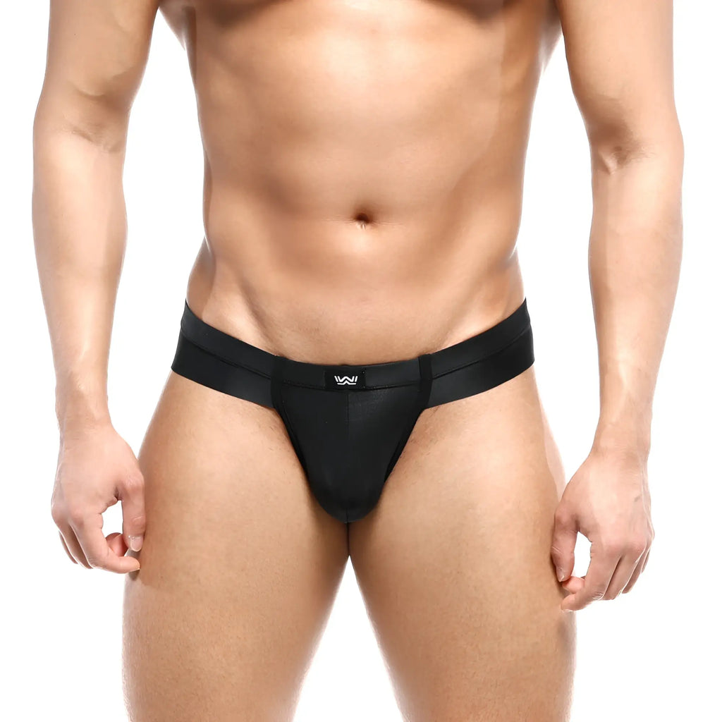 Black mens thong metro male wear naked bikini black 6304-20 with sleek minimalist design and small white logo on waistband