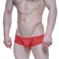 Red men’s briefs metro male wear nano short boxer 7113-12 with snug fit and small brand tag on waistband