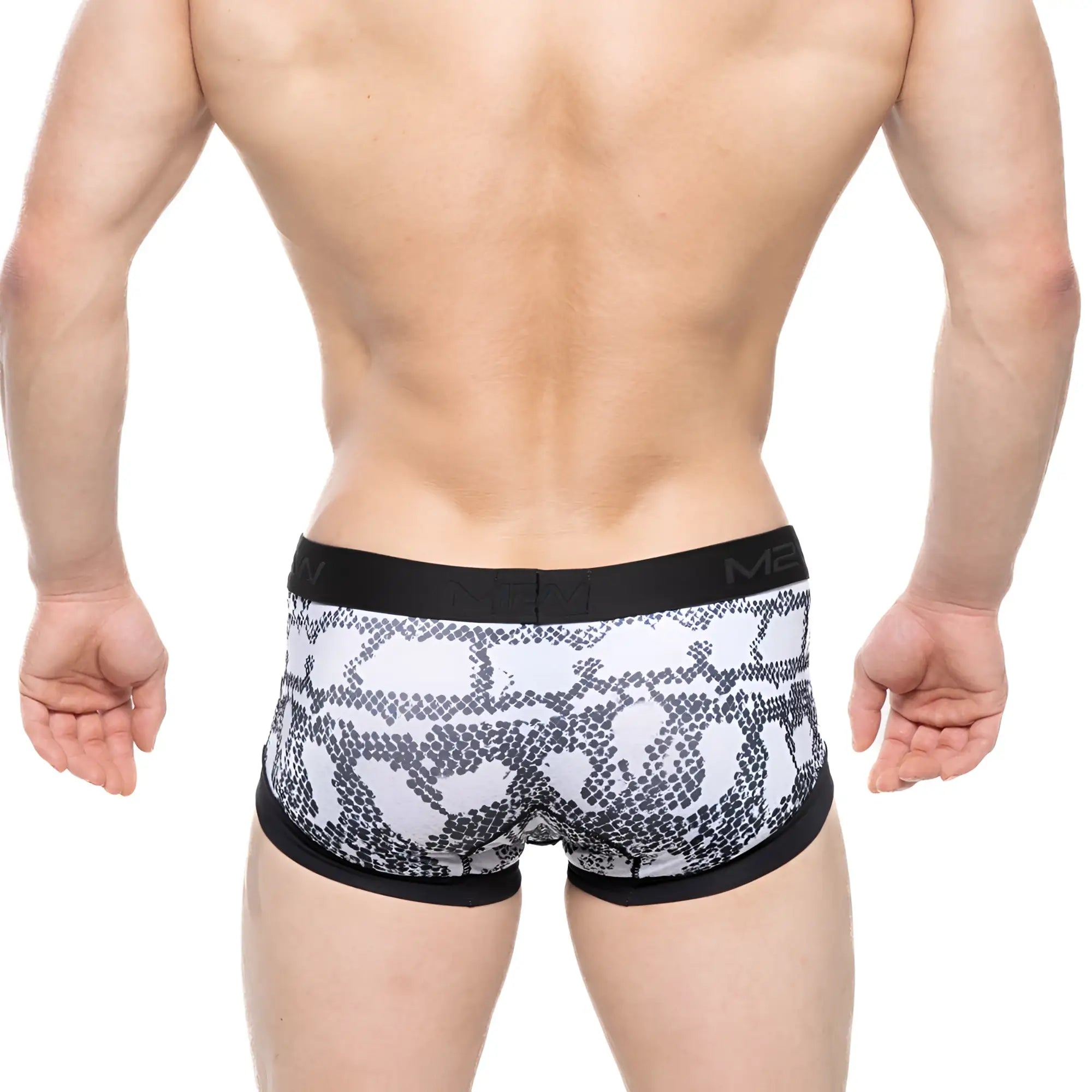 MetroMaleWear Nano trunk cobra 7016-62 black and white snake scale patterned men’s briefs with black m2 waistband