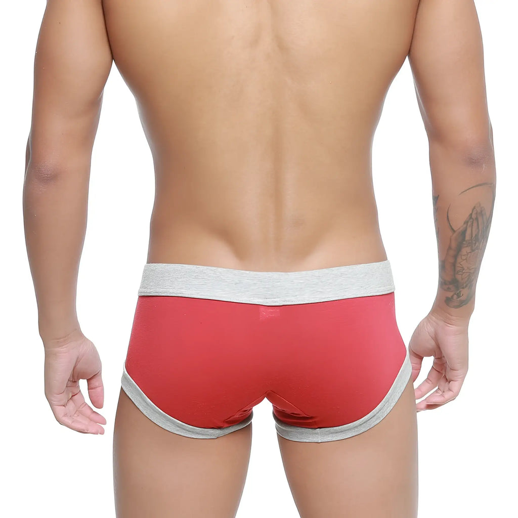 MetroMaleWear Nano trunk terracotta 7016-13 red and gray snug fit athletic briefs designed for active wear