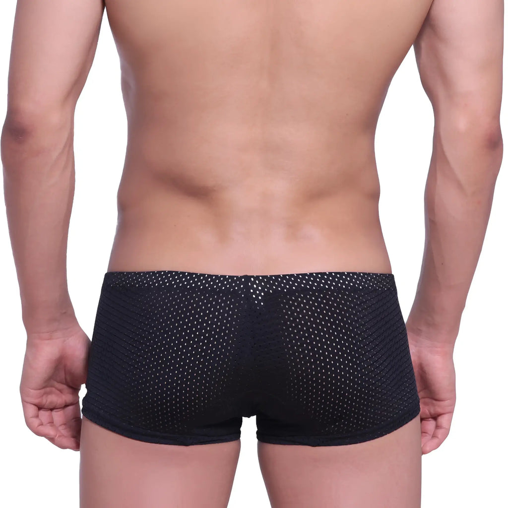 Black mesh briefs with small white dot pattern from MetroMaleWear Neon boxer black 1222-20 collection