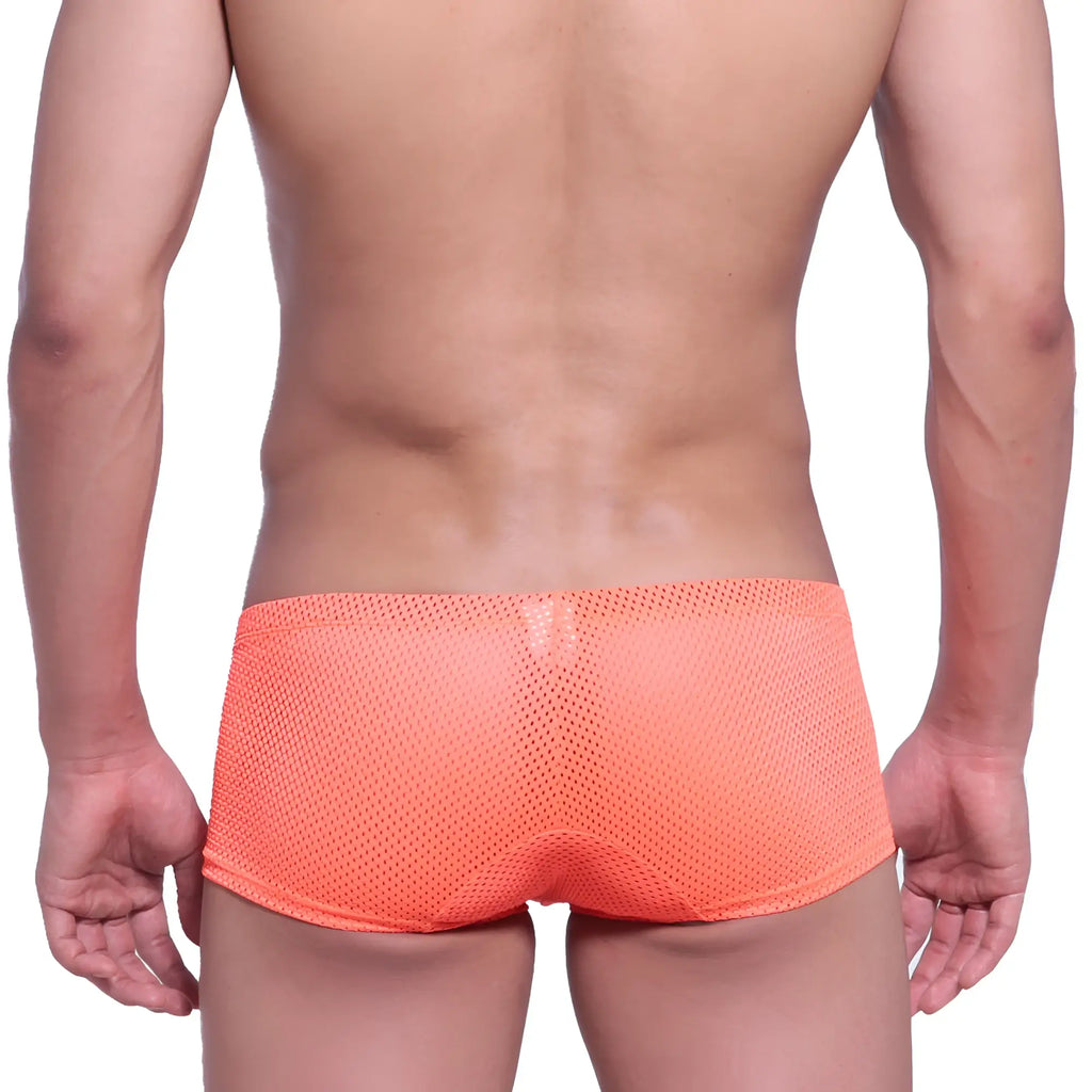 Orange mesh briefs by metromalewear neon boxer 1222-14 featuring breathable mesh fabric and bright orange color