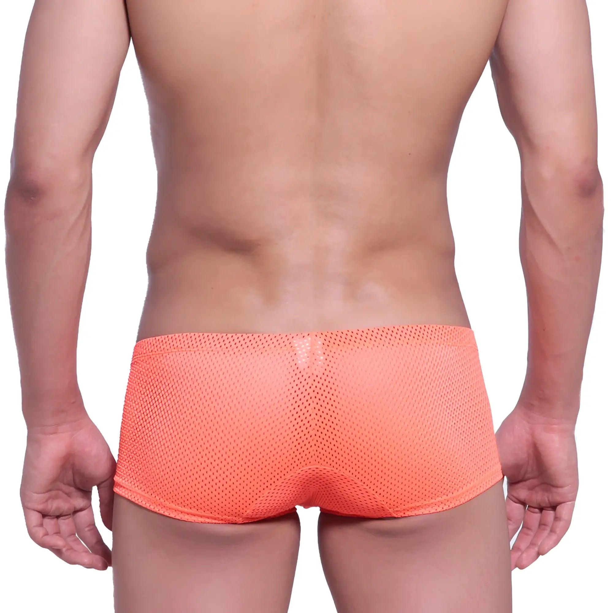 Orange mesh briefs by metromalewear neon boxer 1222-14 featuring breathable mesh fabric and bright orange color