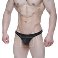 Black lace thong with sheer patterned design from MetroMaleWear net g lace black 1122-70 shown from the back