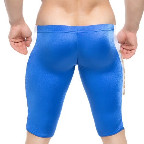 Metro malewear new jammer swim boxer royal 4994-18 blue shimmering athletic shorts with white side stripes