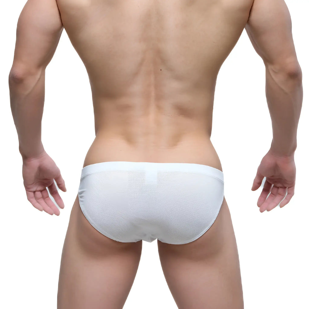 White textured briefs with smooth elastic waistband by metromalewear nieve bikini 5103-m00