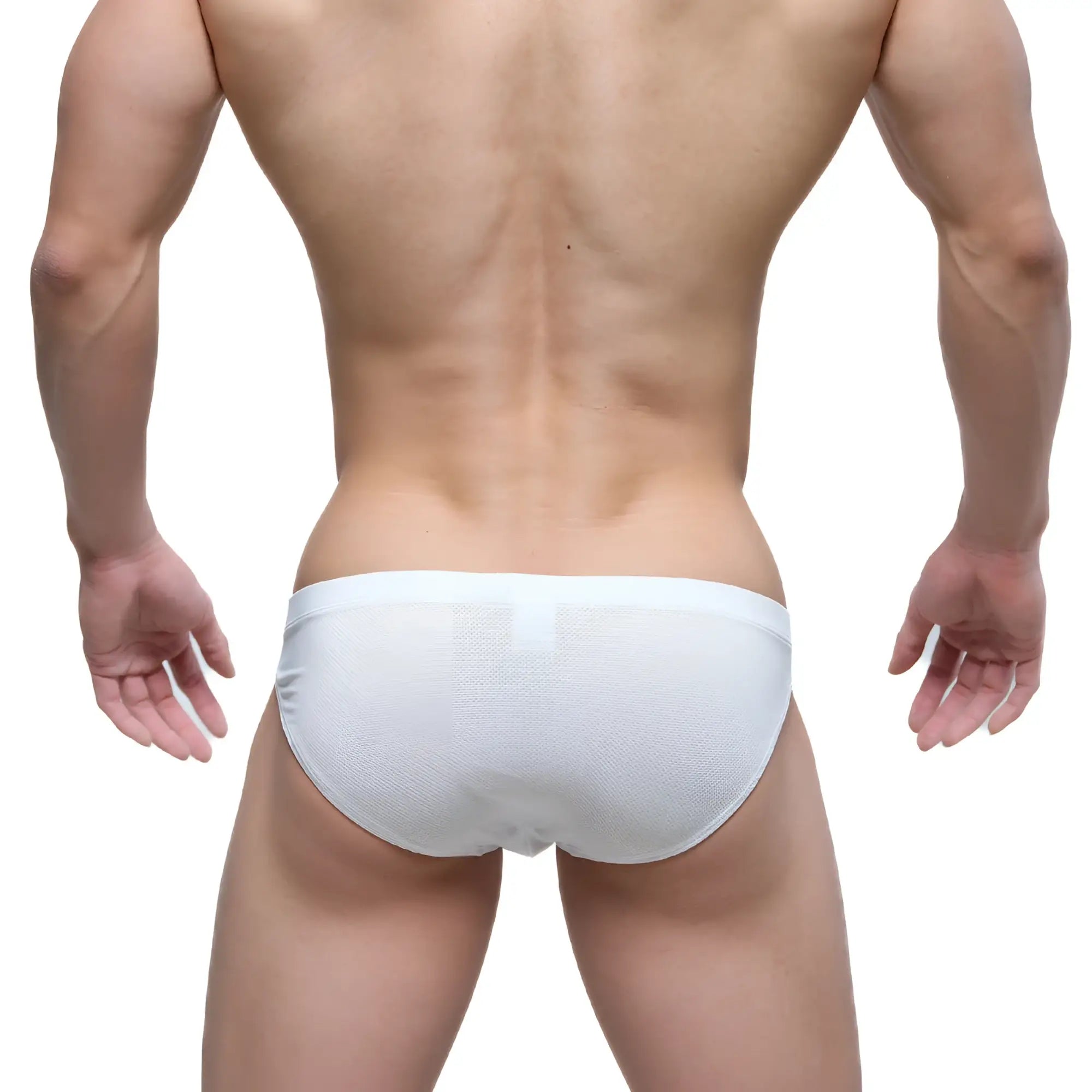 White textured briefs with smooth elastic waistband by metromalewear nieve bikini 5103-m00