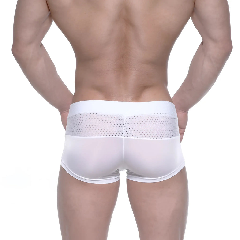 White athletic briefs with a mesh panel across the back metro male wear noto trunk white 2026-33