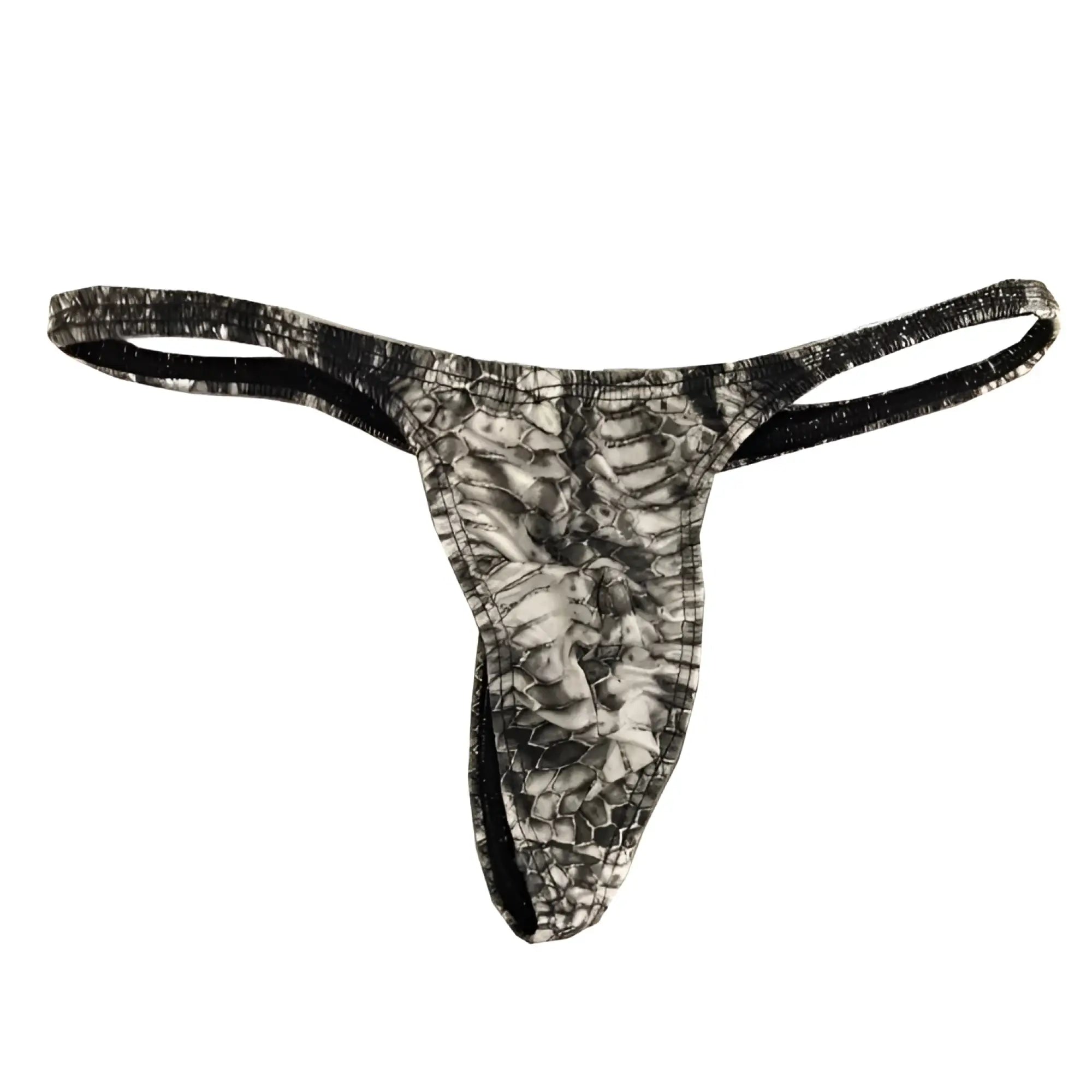 Metro male wear oceano thong snake 1032-60 black and gray snake-scale patterned sleek form-fitting thong
