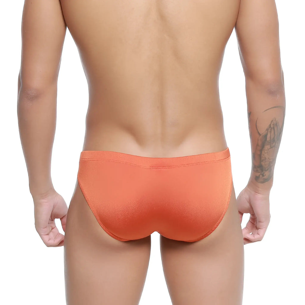 MetroMaleWear ochre bikini briefs in orange with smooth slightly textured fabric and a snug fit