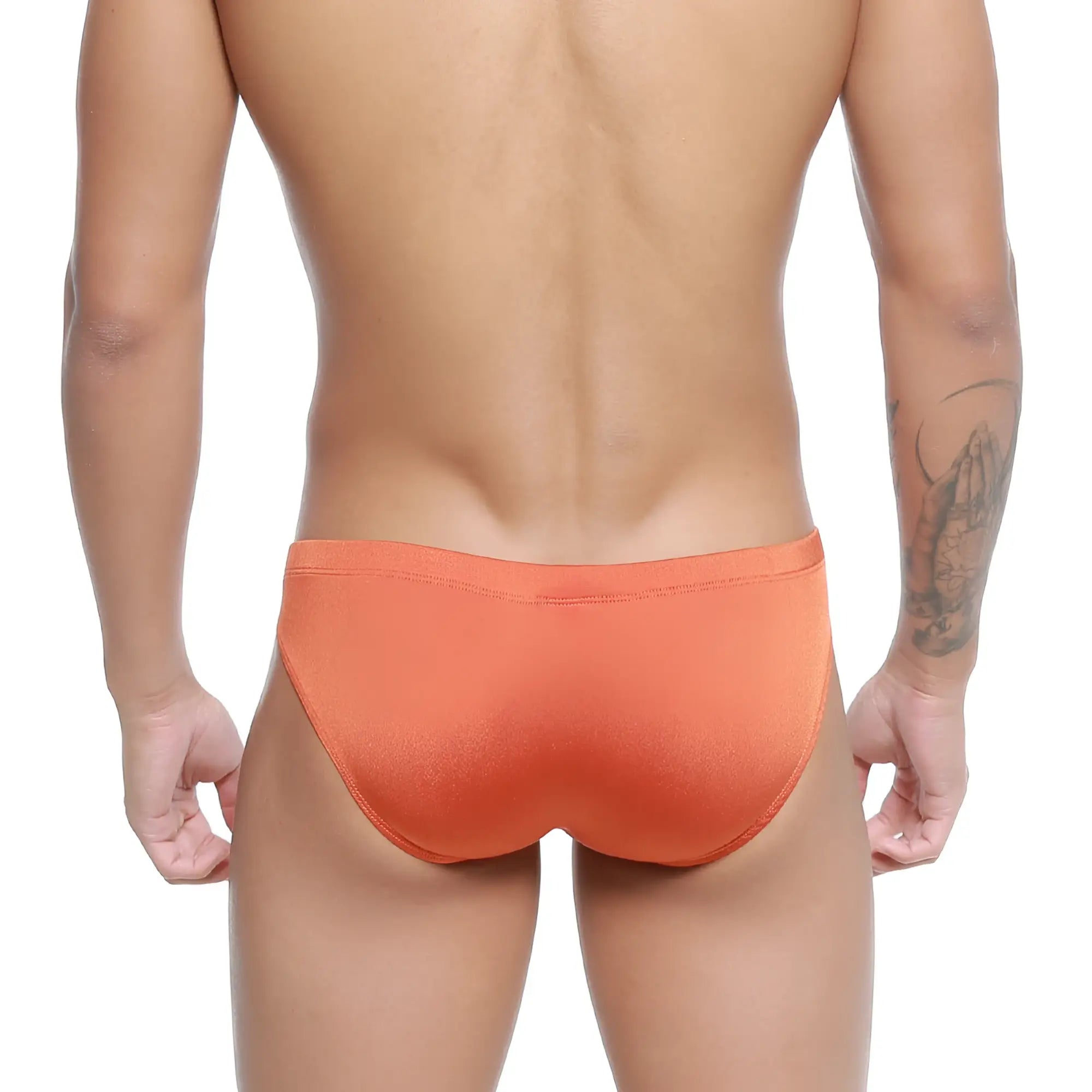 MetroMaleWear ochre bikini briefs in orange with smooth slightly textured fabric and a snug fit