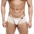 Beige MetroMaleWear Oscar boxer briefs with smooth form-fitting design and small black logo on the waistband