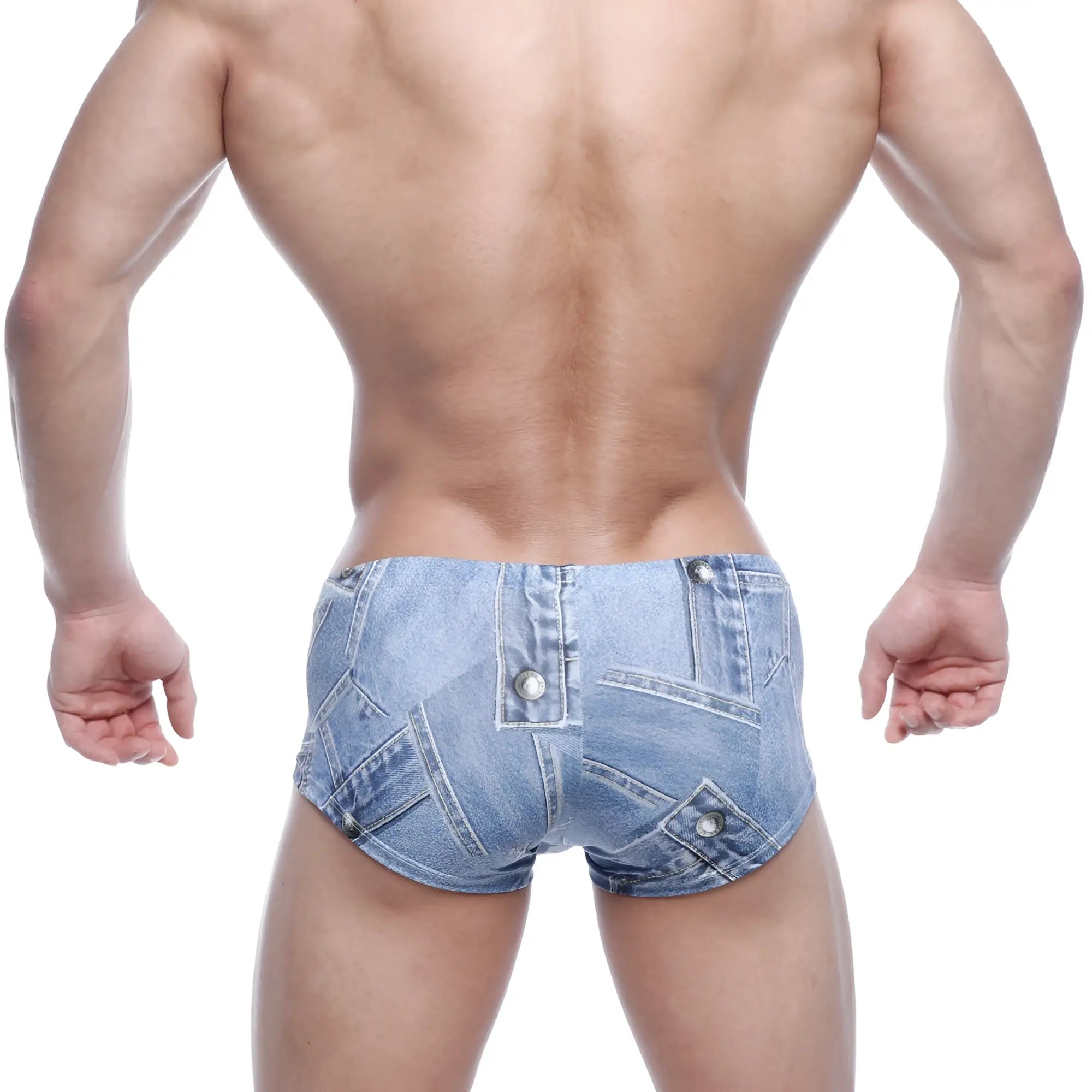 Metro male wear oscar boxer denim blue light blue denim shorts with patchwork design multiple pockets and buttons