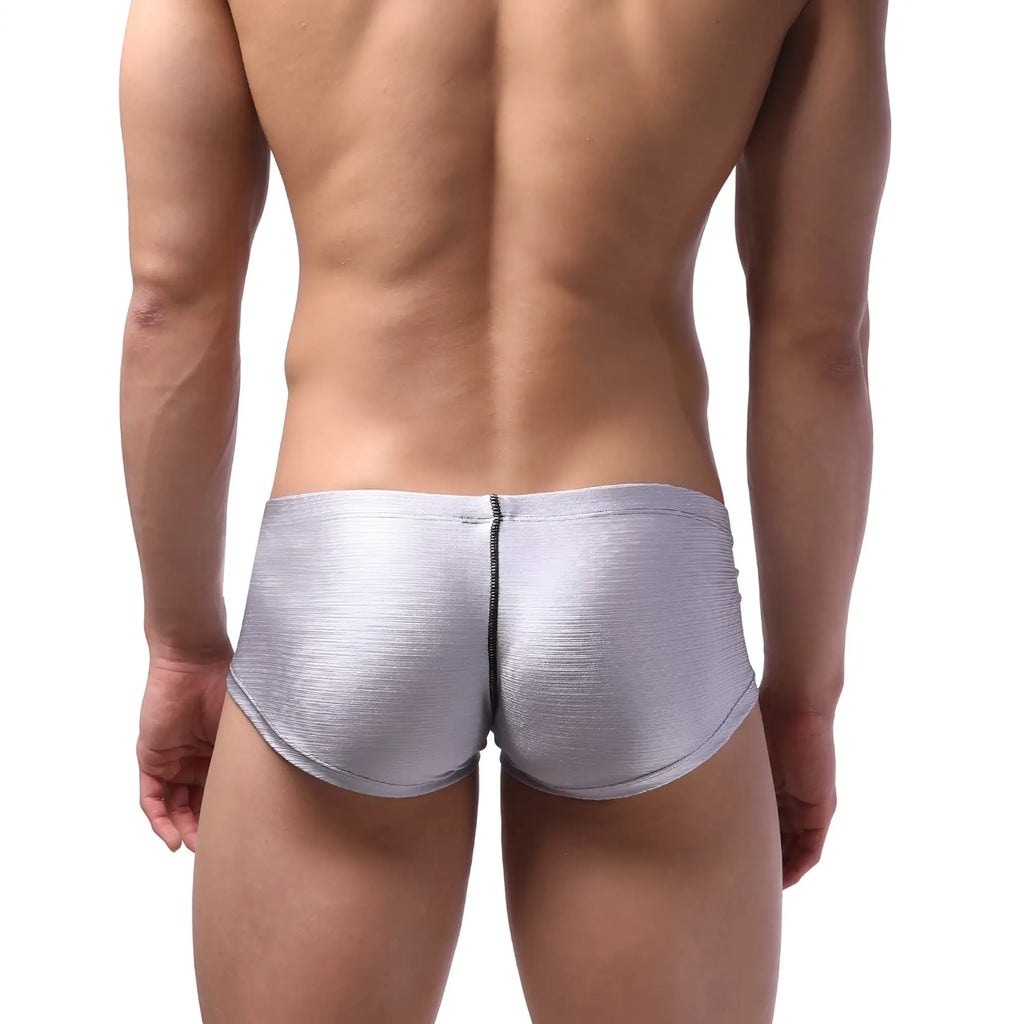 MetroMaleWear Oscar boxer gray 2125-10 silver metallic briefs with subtle textured pattern and central zipper detail
