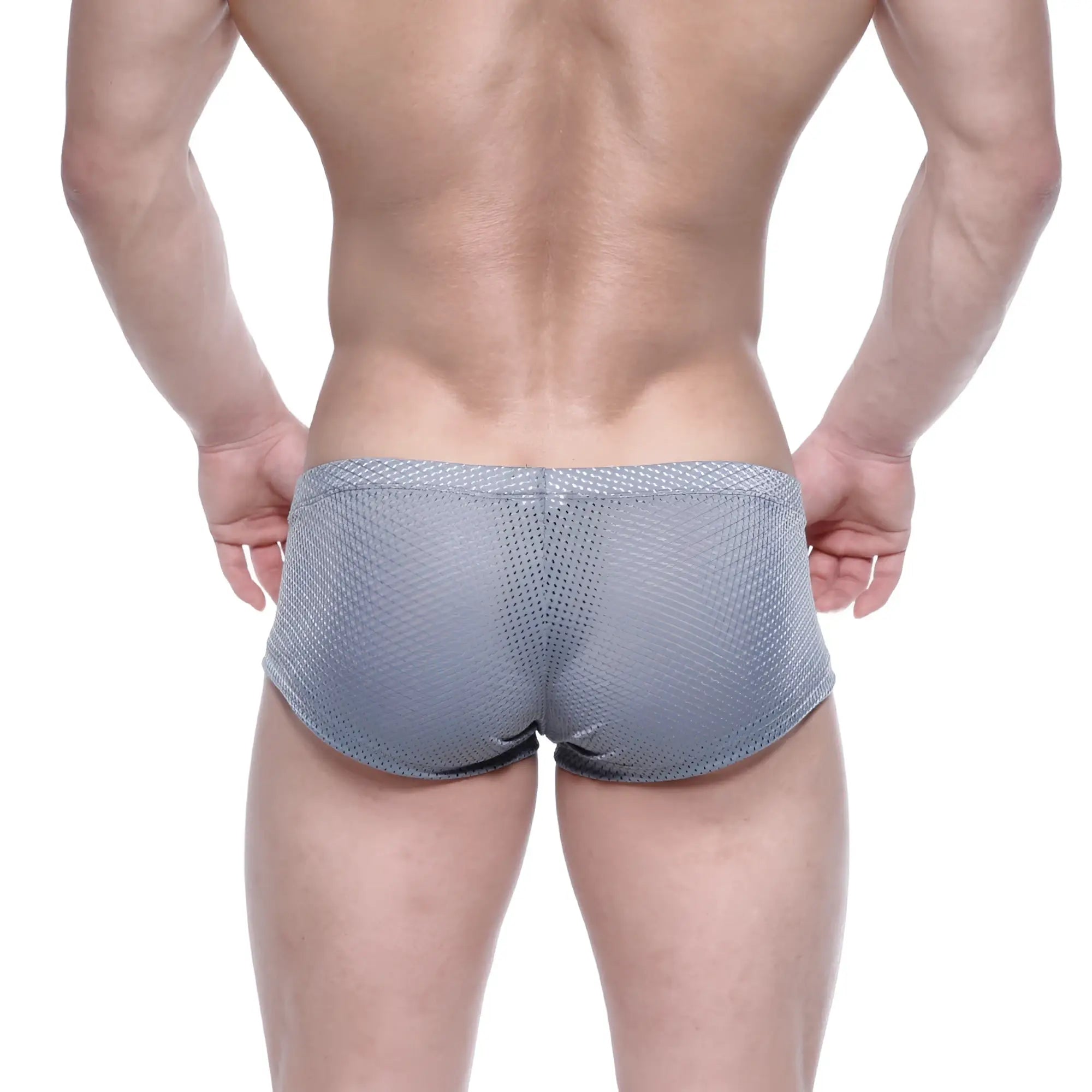 MetroMaleWear Oscar boxer gray mesh briefs with subtle pattern and black trim for comfortable everyday wear