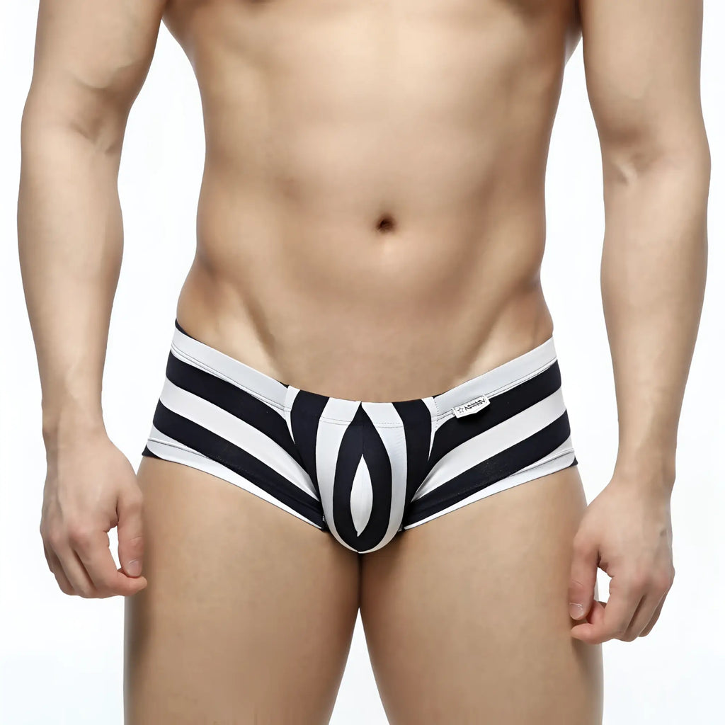 Metro male wear oscar boxer stripe 2125-41 black and white striped men’s briefs with bold geometric pattern