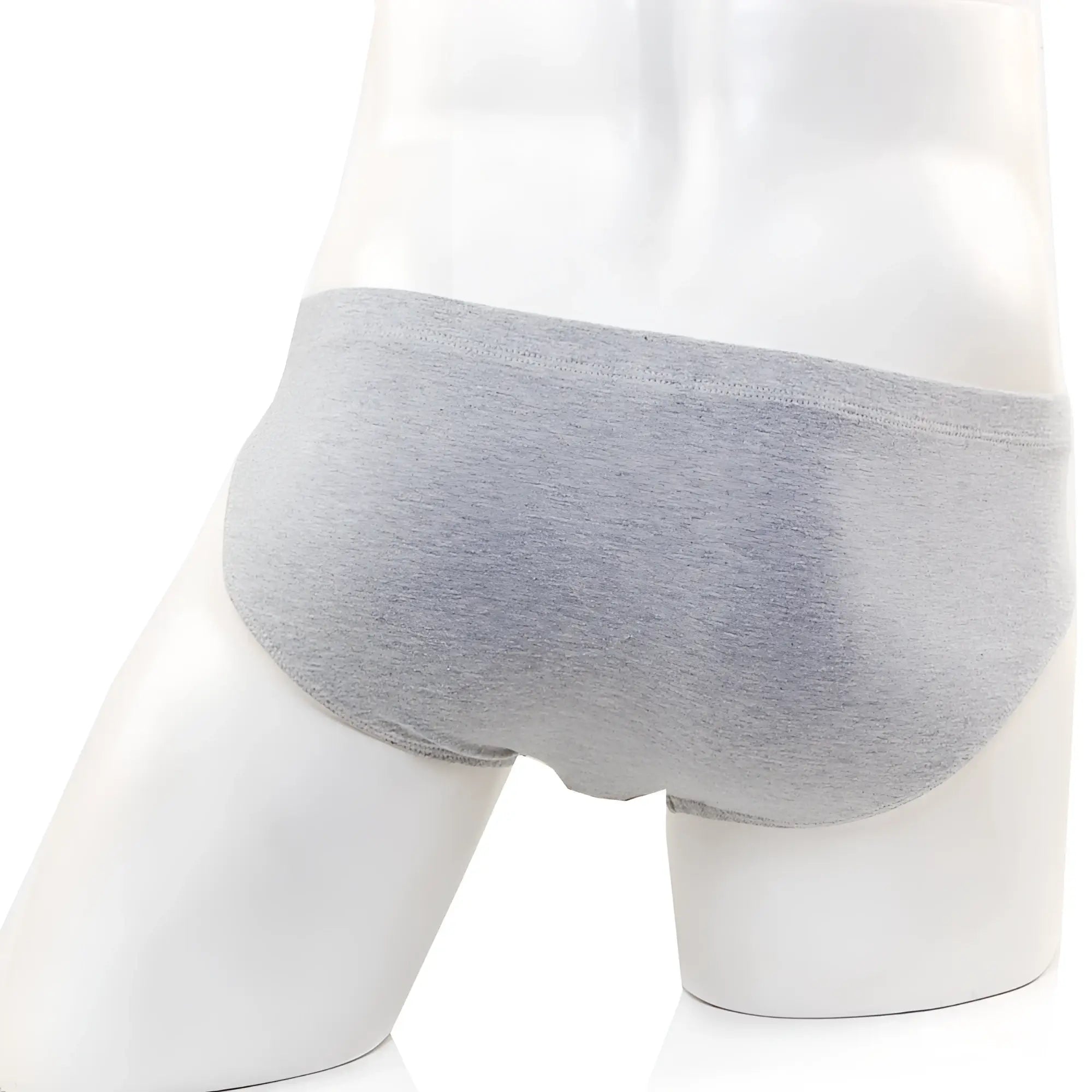 Gray heathered cotton briefs displayed on a mannequin metroMalewear Oslo hip brief gray 5123-10