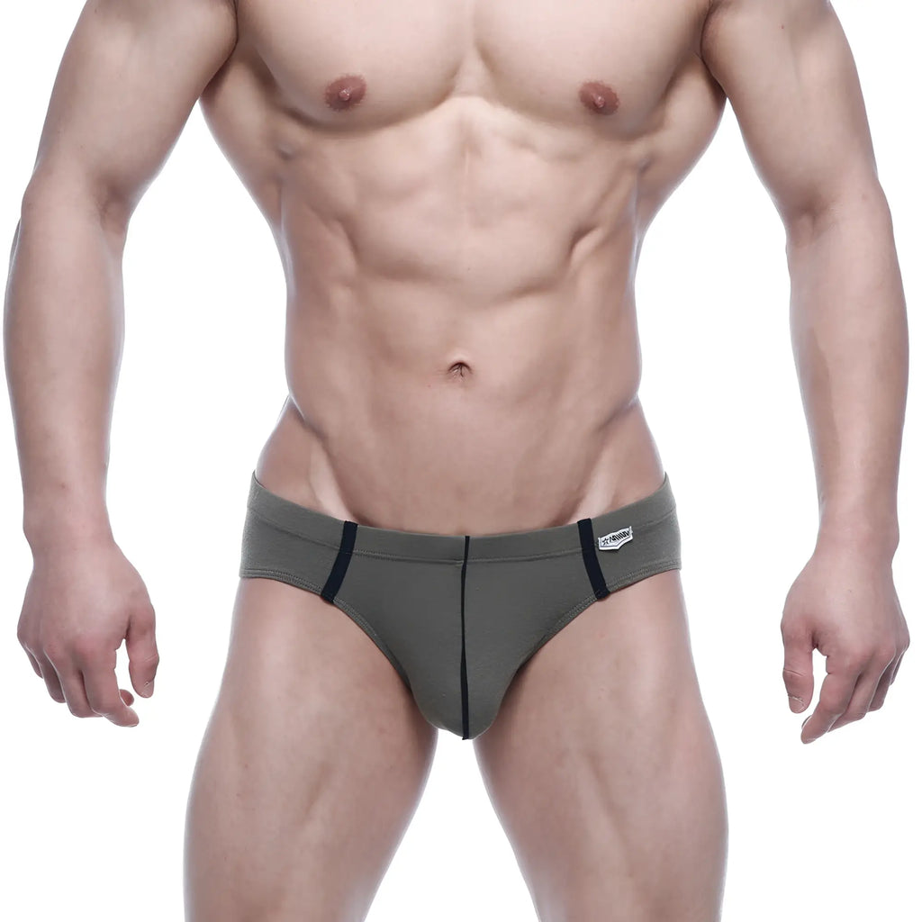 MetroMaleWear Oslo hip brief green athletic underwear with black trim and white brand tag on waistband
