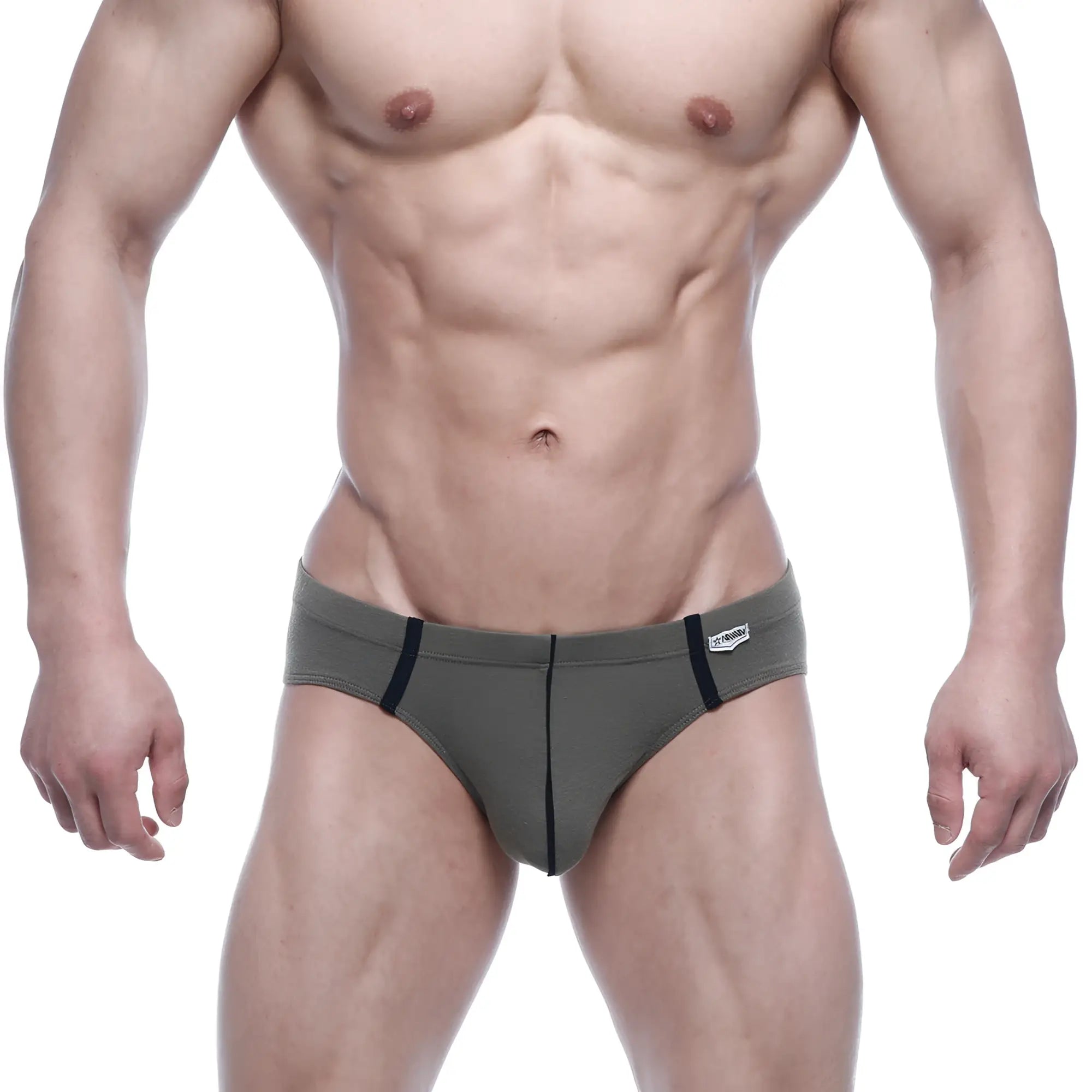 MetroMaleWear Oslo hip brief green athletic underwear with black trim and white brand tag on waistband